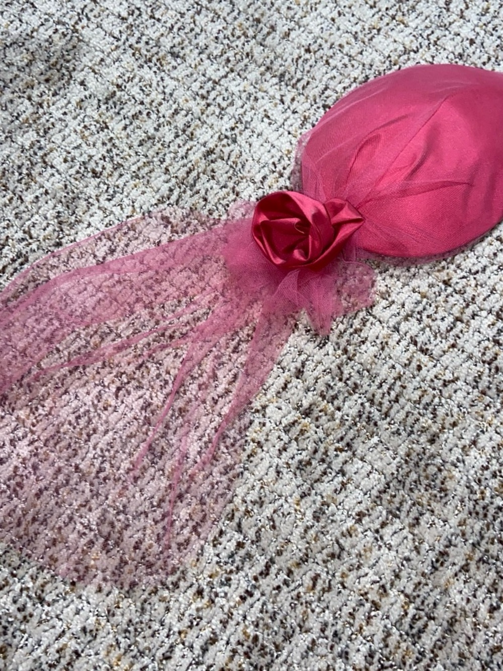 Pink Floral Veil Fascinator - Women's Hair Accessory